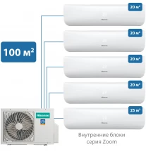 Мульти-сплит-система Hisense 100 м² на 5 комнат 20+20+20+20+25 Zoom